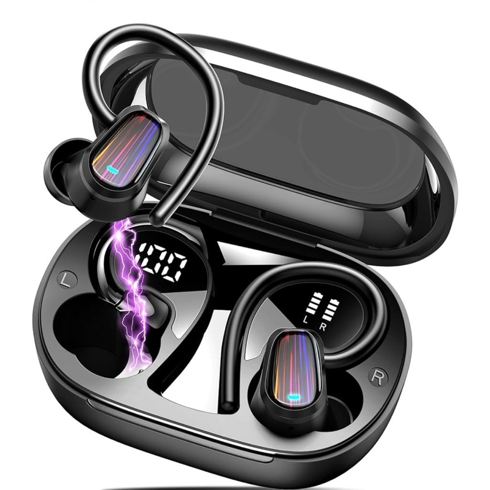 Sleek Black Wireless Earbuds with Charging Case